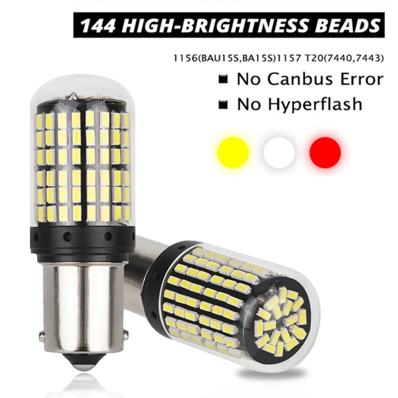 12V автомобильный светодиодный 3014 144SMD Светодиодный лампочки Canbus без ошибки BA15S 1156 BA15D 1157 фонарь стоп-сигнала для поворотов светильник аксессуары для стайлинга автомобилей
