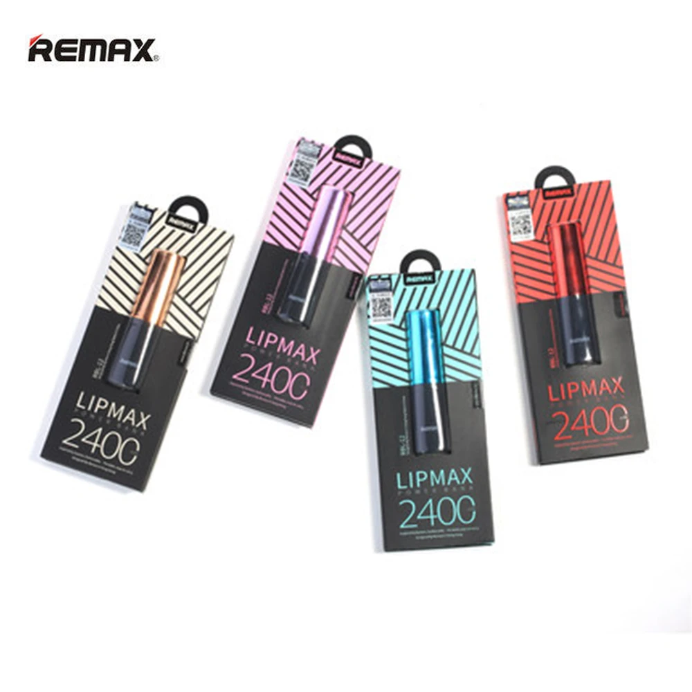 Портативный внешний аккумулятор REMAX 2400 мАч с мини помадой универсальный модный
