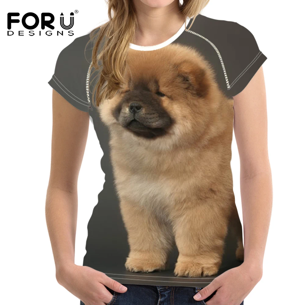 FORUDESIGNS/Kawaii 3D футболка с рисунком собаки женская брендовая дизайнерская летняя