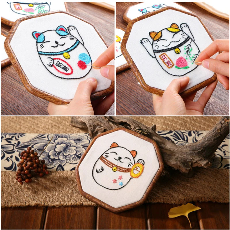 DIY Вышивка Lucky Cat ручная работа рукоделие для начинающих аксессуары дома набор
