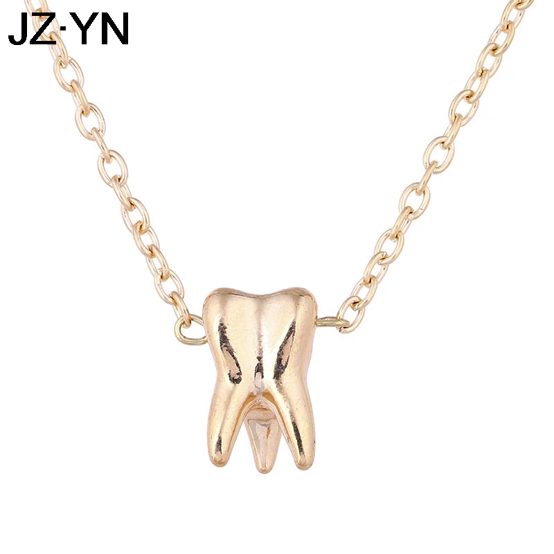 Jzyn золотой цвет подвеска с дизайном зуб женские ожерелье чокер кулоном колье