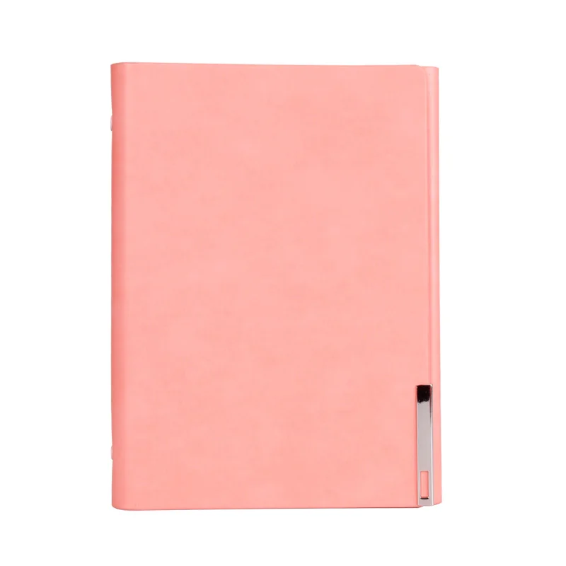 pink Записная книжка из искусственной кожи с отрывными листами, записная книжка с кольцом, календарь, ежедневник с клипсой, индивидуальный логотип, металлическая пряжка, Магнитный Дневник - Цвет: pink