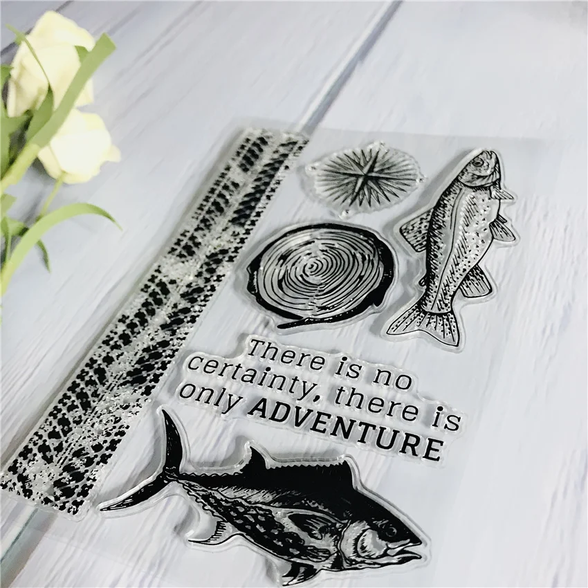 Силиконовые прозрачные штампы с компасом рыбные приключения для скрапбукинга