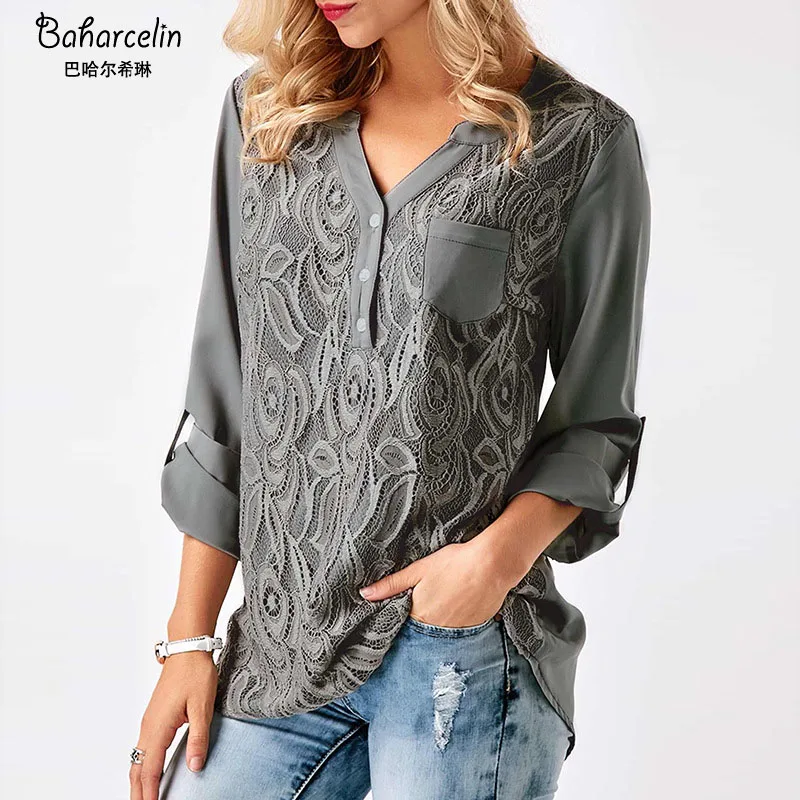 Baharcelin 4XL 5XL осенне-зимние повседневные свободные большие шифоновая блузка