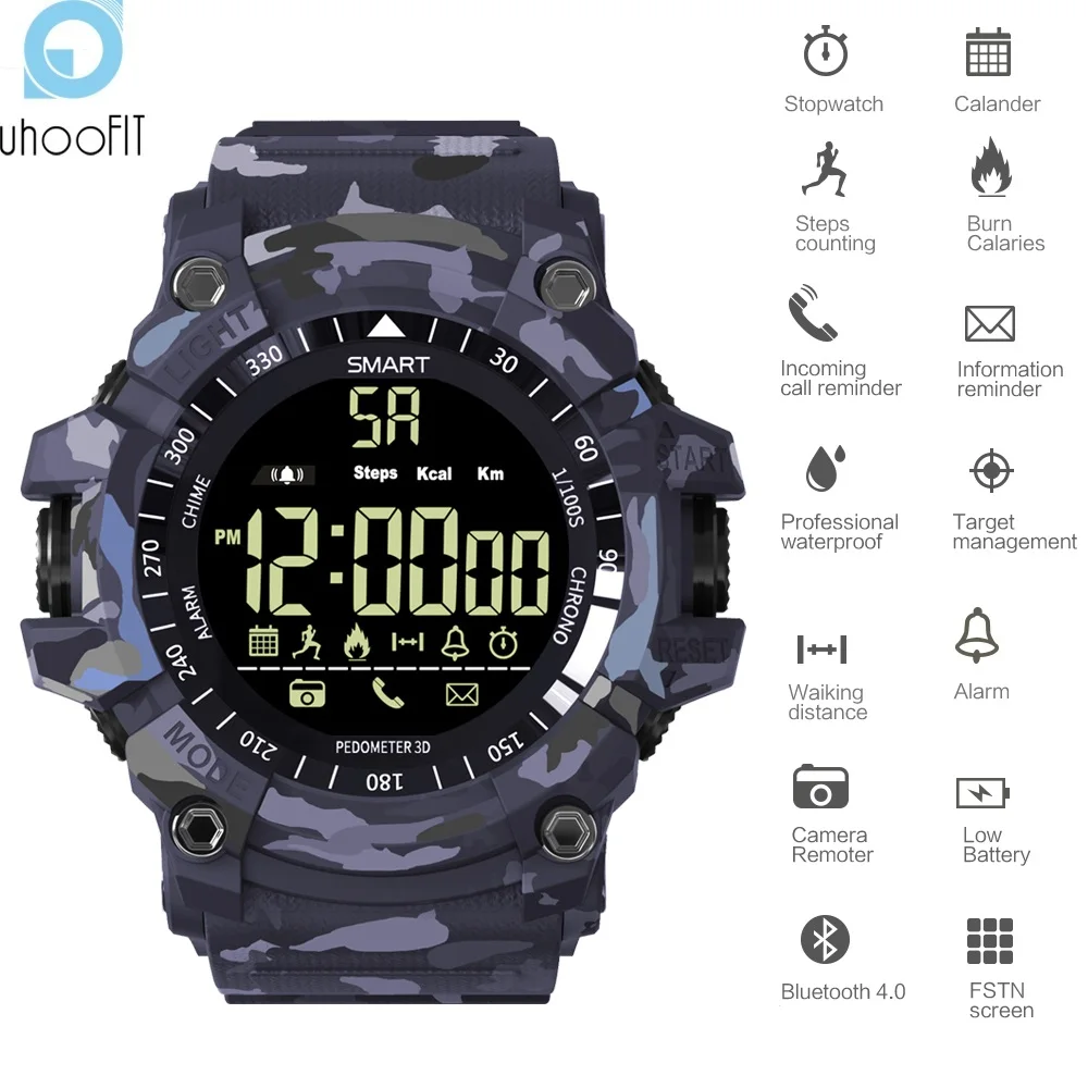 UHOOFIT Bluetooth Смарт-часы спортивные Шагомер водонепроницаемый IP67 цифровые умные