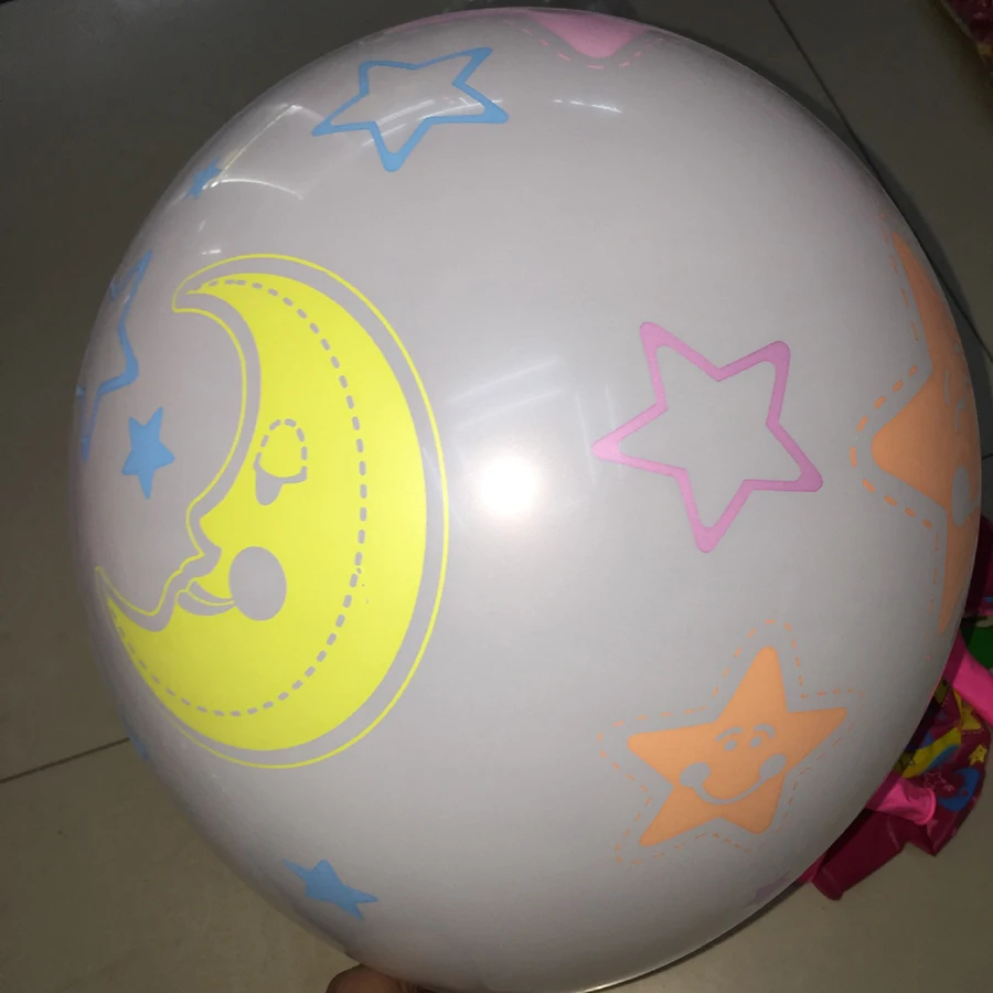 6 шт./лот 12 дюймов Mixcolour круглый шар из латекса Выпускной принт звезды и луна День
