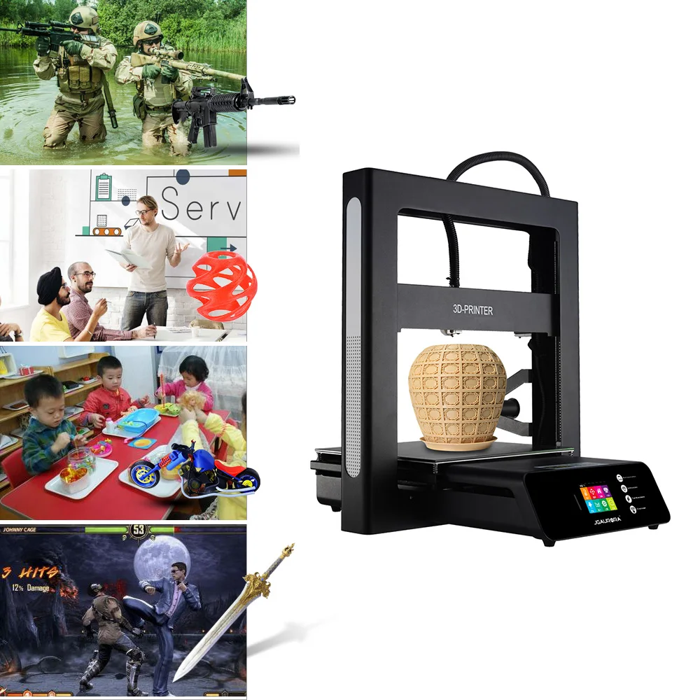 3d принтер JGAURORA A5S DIY 3d принтер с металлической рамкой цветной сенсорный экран Обнаружение нити экстремально высокая точность