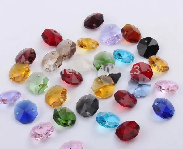 

free shipping 700pcs/lot glass Crystal octagon bead DIY Curtain garland for Wedding home Decoration Room Divider