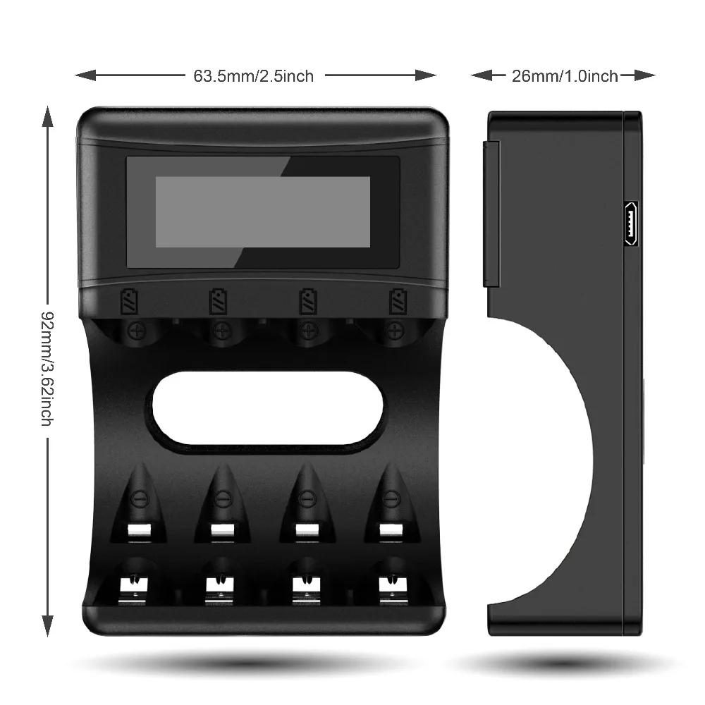 Leise зарядное устройство для аккумуляторов AA AAA 2a 3a nimh ЖК дисплей USB кабель