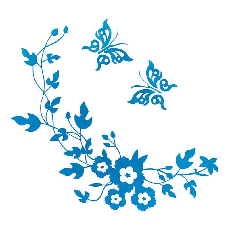 Blue Новинка Бабочка, цветок, лоза, наклейки на сиденья для туалета, домашний декор для холодильника, кухни, ванной комнаты, настенные виниловые наклейки - Цвет: Blue