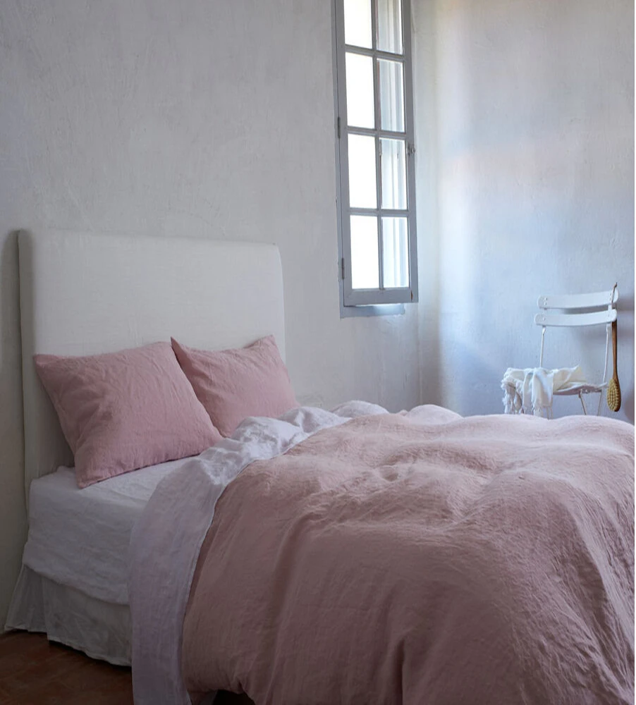 Двуспальное постельное белье пододеяльник розового цвета с эффектом потертости