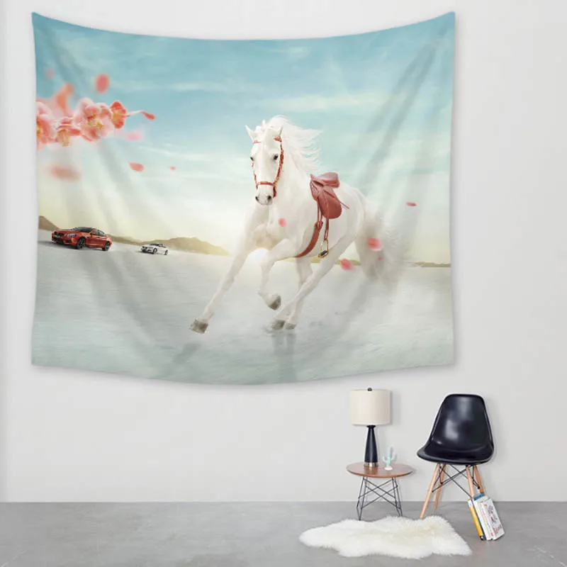 Домашний декоративный гобелен с принтом бегущей лошадки гобеленовое украшение