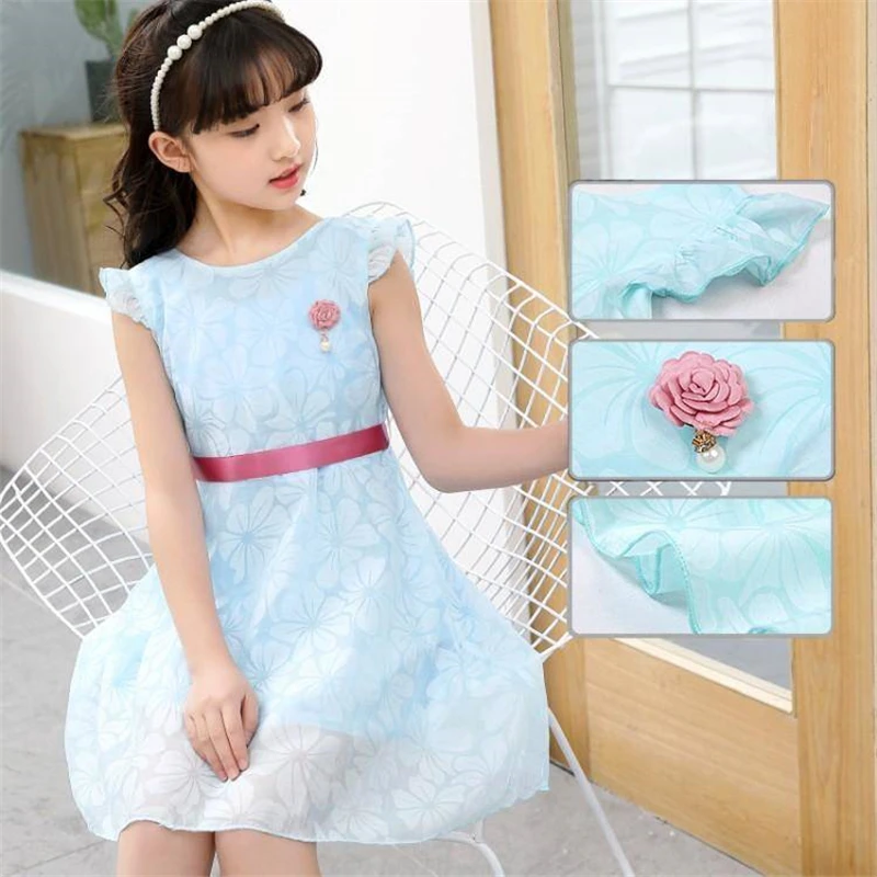 Летние платья из полиэстера для девочек новинка 2021 Корейская версия