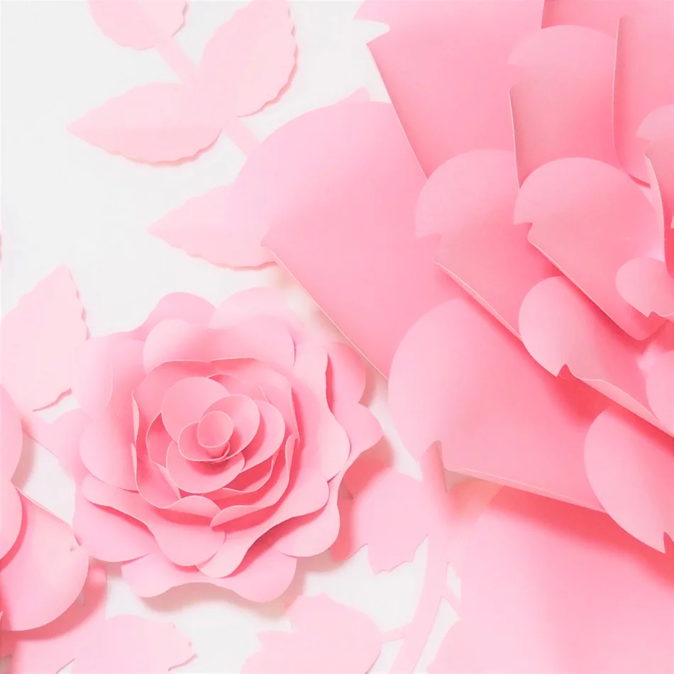 DIY Giant Paper Flowers Artificial Rose Fleurs Artificielles Backdrop 3pcs+ 4 Leave Wedding Party Decor Nursery Baby Pink | Дом и сад