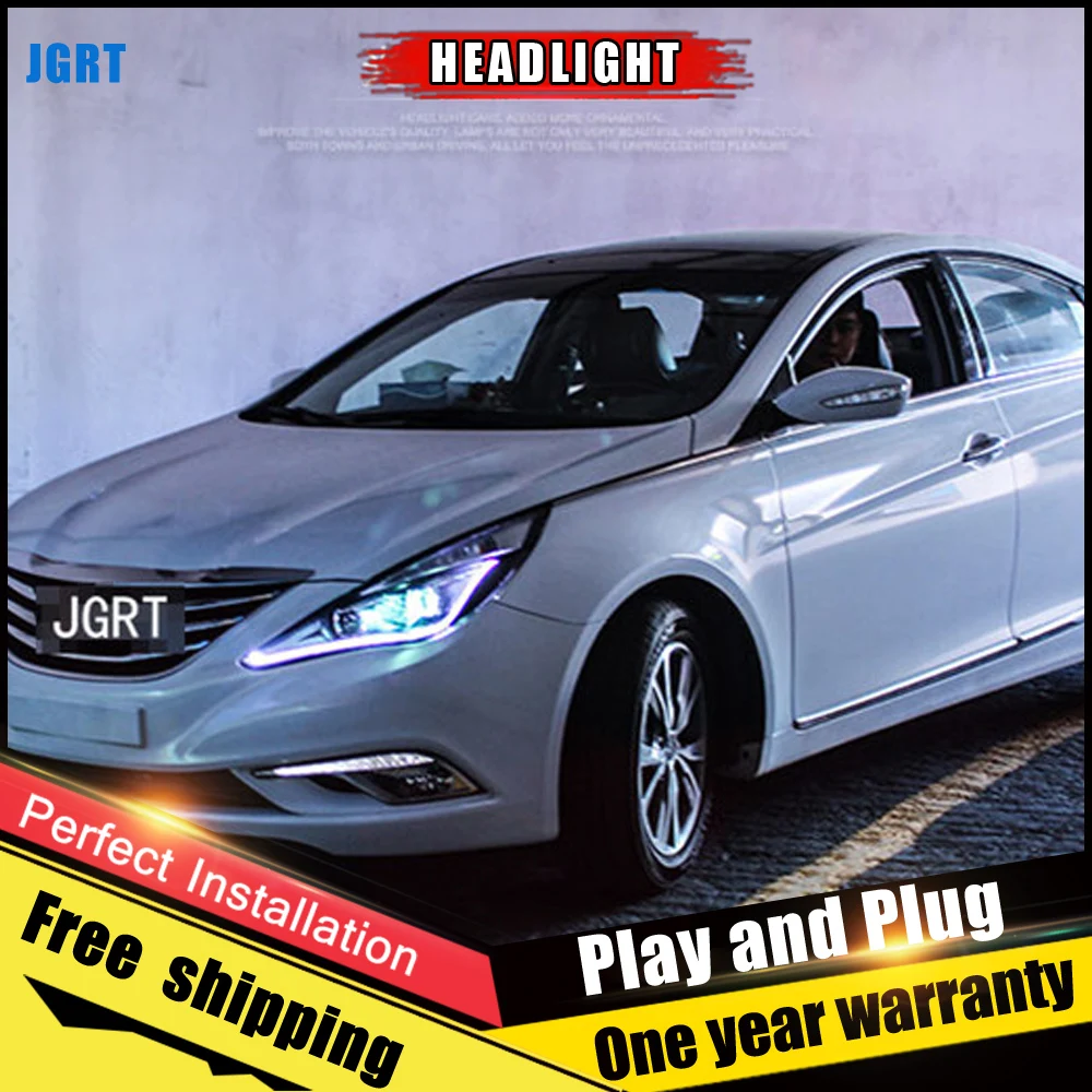 2 шт. автомобиль Стиль светодиодный фары для Hyundai Sonata 11 14 лет налобный фонарь DRL