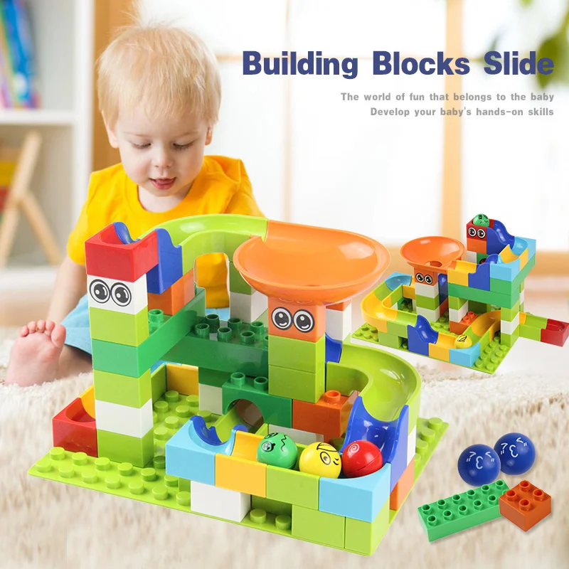 Мраморный лабиринт гоночной трассы Шариковая дорожка строительные блоки с