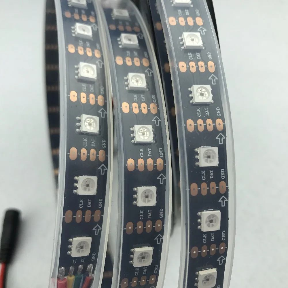 Пиксельная Светодиодная лента DC5V SK9822 60 светодиодов/м пикс./м черная печатная