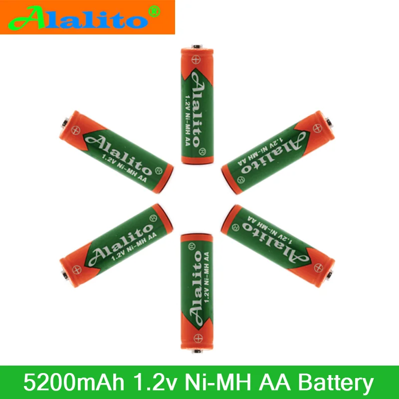 4-20PCS Alalito 1.2V 5200mAh NI MH AA Pre-Charged Rechargeable Batteries Ni-MH aa Battery For Toys CameraMicrophone | Электроника