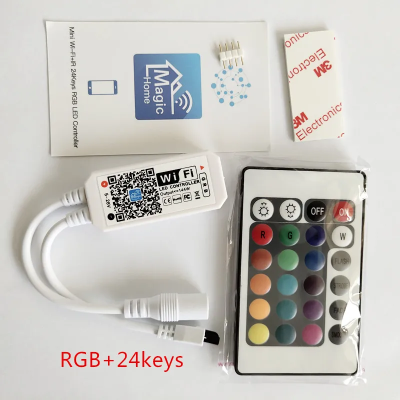 DC5-24V мини wifi RGB/RGBW контроллер с 24key пультом дистанционного управления IOS/Android мобильный телефон беспроводной для светодиодной ленты синхронизация Тиммер музыки