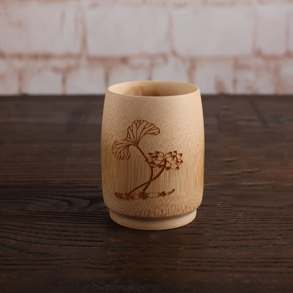 1 шт. Японские чайные чашки с гравировкой из натурального бамбука для домашнего