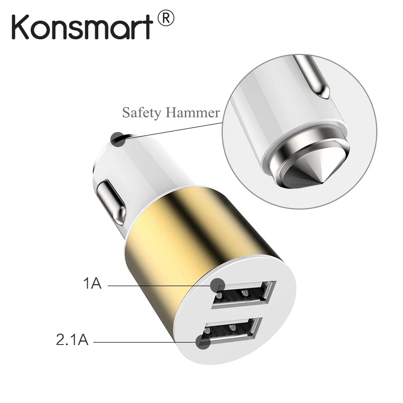 KONSMART 3.1A быстрой зарядки безопасности жизнедеятельности молоток двойной зарядное устройство USB для iPhone 6s 7 Plus samsung мобильных телефонов Планшеты PC
