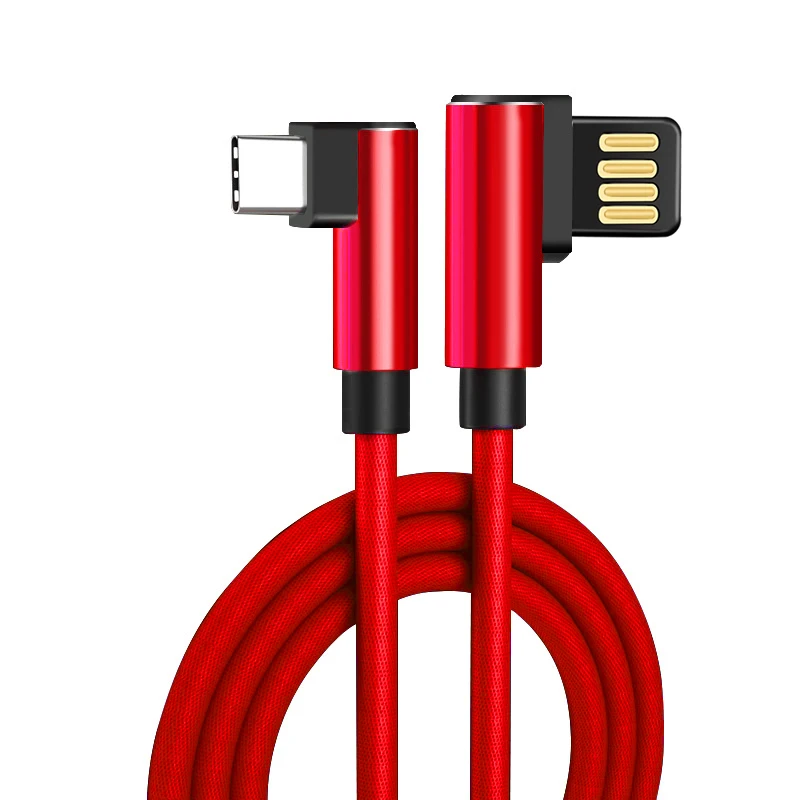 Красный Usb кабель для быстрой зарядки usb C типа C 3,1 A Usb type C 90 градусов L type-c кабель для передачи данных Usb-c для samsung Xiaomi huawei - Цвет: Красный