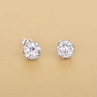 fashion women silver color crystal ball stud earrings for women birthday jewelry gifts