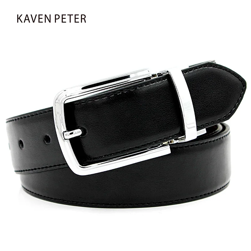 

Original Feather Belts For Trousers Men Belt Alloy Buckle Straps Waistband Reversible Pin Buckle Cowhide Genuine Leather Belt