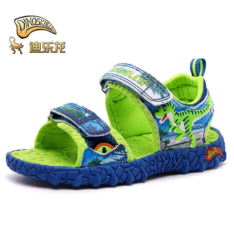 Сандалии DINOSKULLS T rex для мальчиков летняя пляжная обувь с открытым носком кожаные