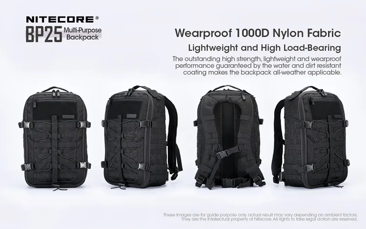 NITECORE BP25 Многофункциональный рюкзак черный 25L износостойкая 1000D нейлоновая ткань+ NITECORE NHL10 NHL30 NHL20 для спорта на открытом воздухе