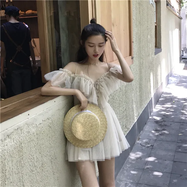 Коробова модные пикантные Slash шеи с открытыми плечами летнее платье завязки