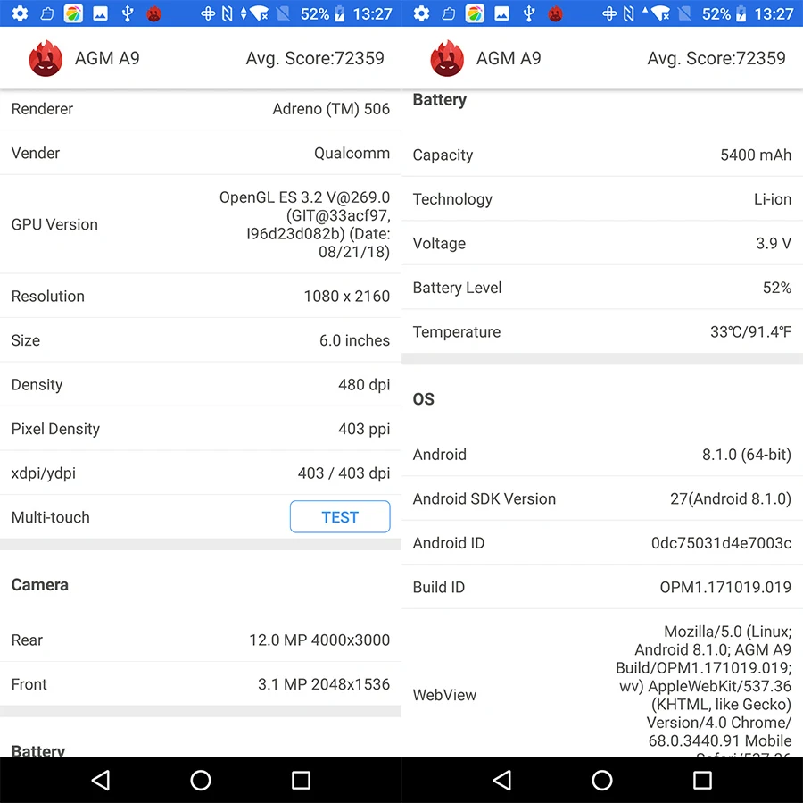 AGM A9 IP68 водонепроницаемый ударопрочный мобильный телефон Android 8,1 5,9" 4 Гб+ 32 ГБ Qualcomm SDM450 Восьмиядерный 5400 мАч NFC 4G смартфон