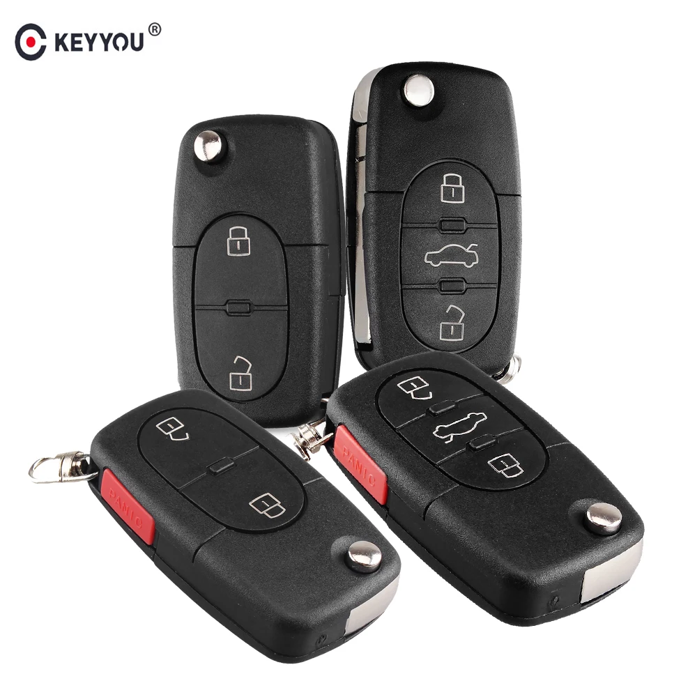 Раскладной чехол KEYYOU для Audi A2 A3 A4 A6 A8 TT Quattro CR1620/CR1616 2/3/4|Ключ от авто| |
