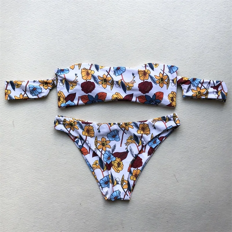 2018 женский пляжный купальник с открытыми плечами комплект бикини пуш ап