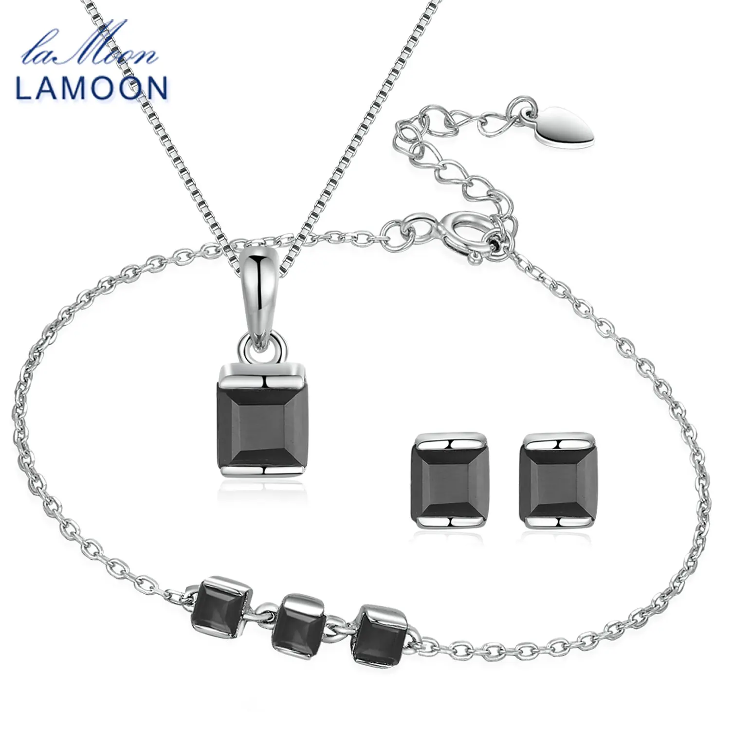 Женский набор украшений из натурального черного халцедона 4 мм 0 6x2 ct 925 пробы