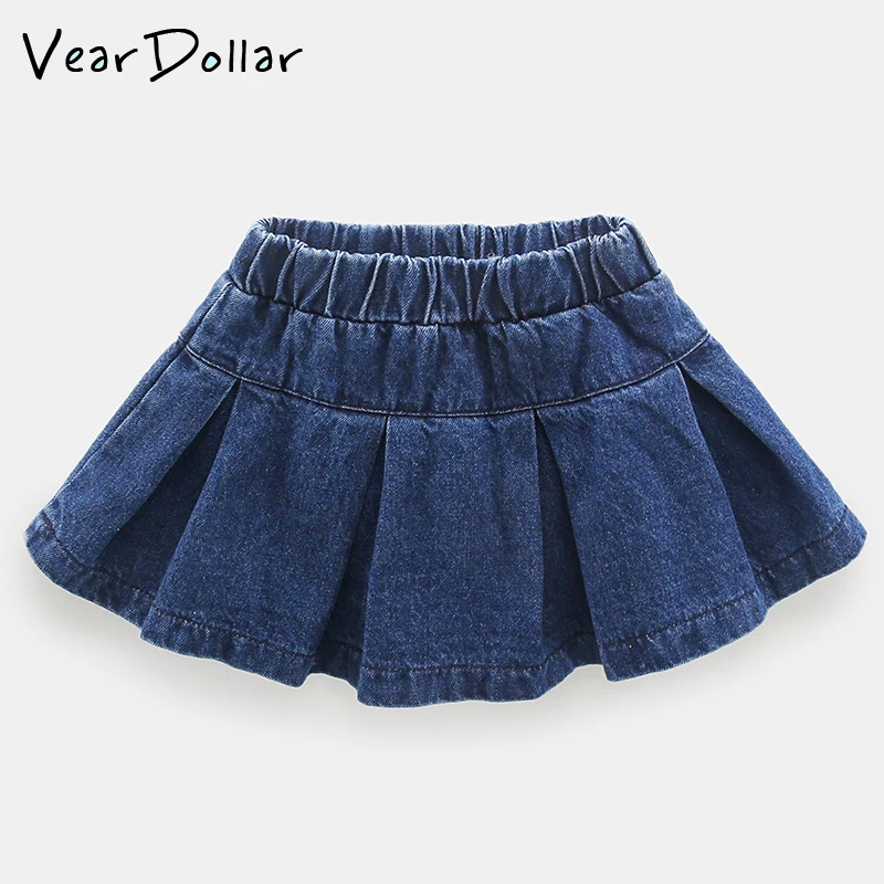 

VearDoller 2018 Fashion Children's Clothing Solid Girls Denim Skirt Summer Outwear for 2-7Y Baby Girl Casual Kids Skirt
