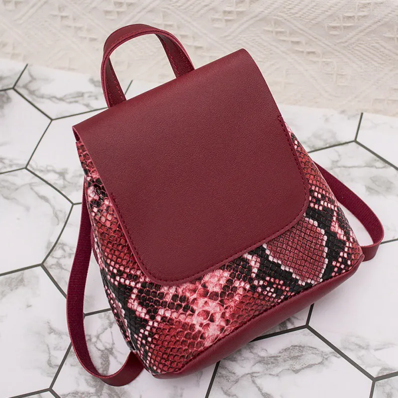 Женский модный рюкзак со змеиным принтом под змеиную кожу кожаные рюкзаки для