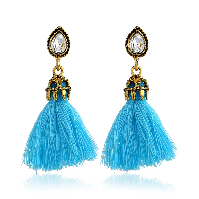 2018 Новая мода богемные капли воды Кристалл Висячие Серьги Длинная кисточка