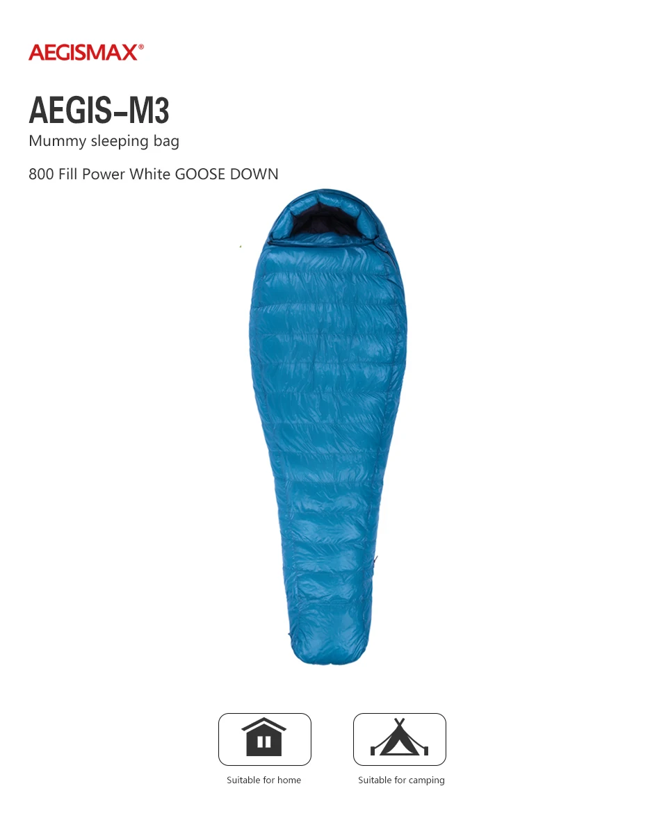 AEGISMAX M3 Мумия спальный мешок Сверхлегкий 800FP 95% белый гусиный пух ящик дефлектор Зимний Открытый Кемпинг походный спальный мешок