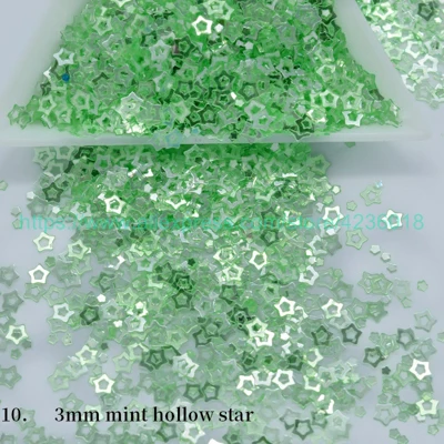 10)3mm mint hollow s 25g3-5mm в виде звезды луны сердца форма сливы пайетки с блестками для лица/ногтей маникюр/Шитье/свадебные конфетти украшения аксессуар - Цвет: 10)3mm mint hollow s
