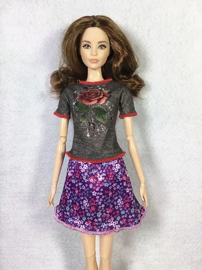 top and skirt Новая модная кукольная одежда, костюмы, платье, юбка, топ, Повседневная Одежда для кукол BB 1:6, BBI271 - Цвет: top and skirt