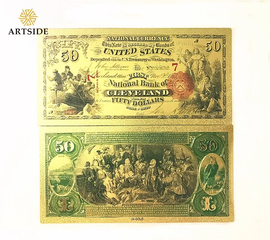 Купюры в долларах США 1875 5 долларов Золотая банкнота красочные мировые деньги на