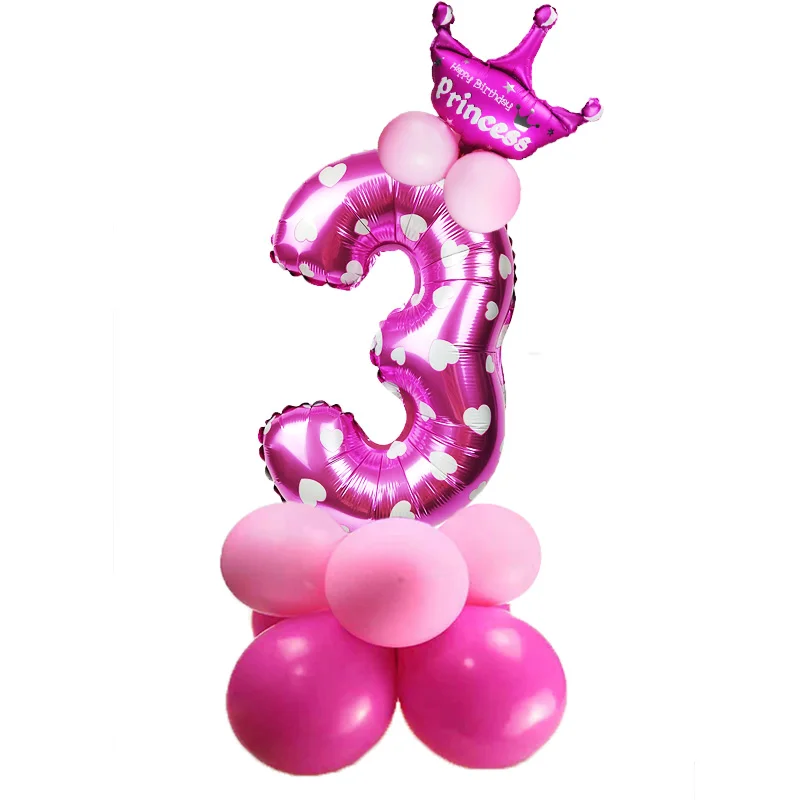 Figure Balloon 3 Шар Цифра количество шар День Рождения украшения Дети шар 1-й воздушный шар на день рождения номер надувные цифры деко день рождения - Цвет: Figure Balloon 3