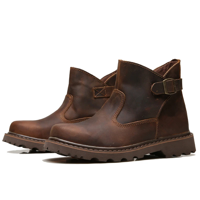 Мужские ботинки из коровьей кожи брендовые модные с пряжкой удобные рабочие