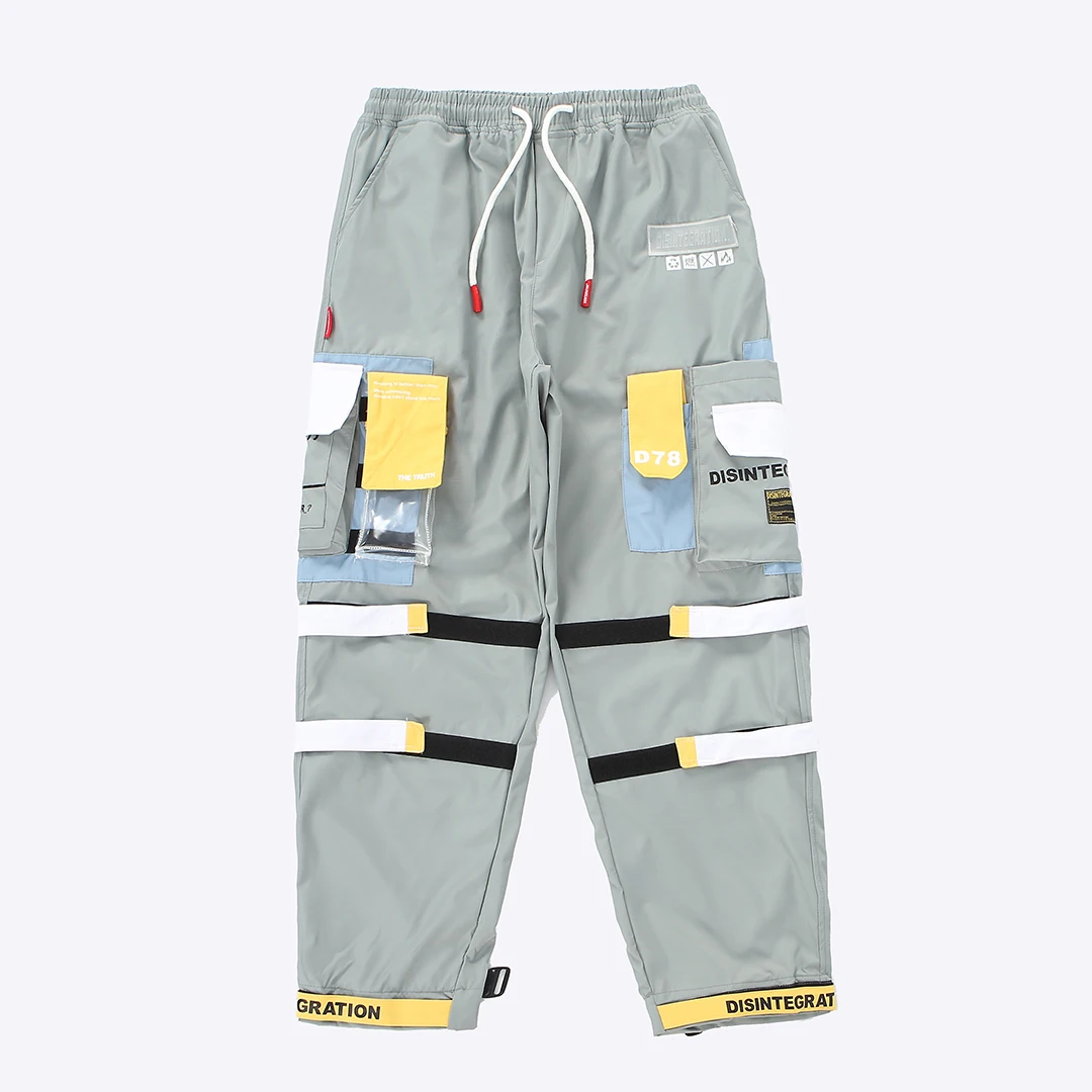 Aelfric Eden модные пластик прозрачный мульти карманы стежка брюки карго хип хоп