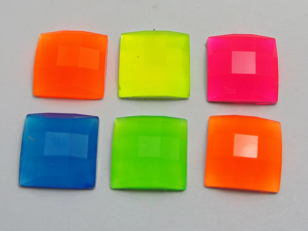 Квадратные акриловые стразы с плоской задней поверхностью 50 разных неоновых