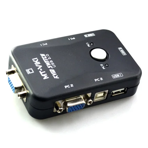 2 порта KVM USB VGA переключатель SVGA расширитель Switcher Box с кнопкой управления + кабеля