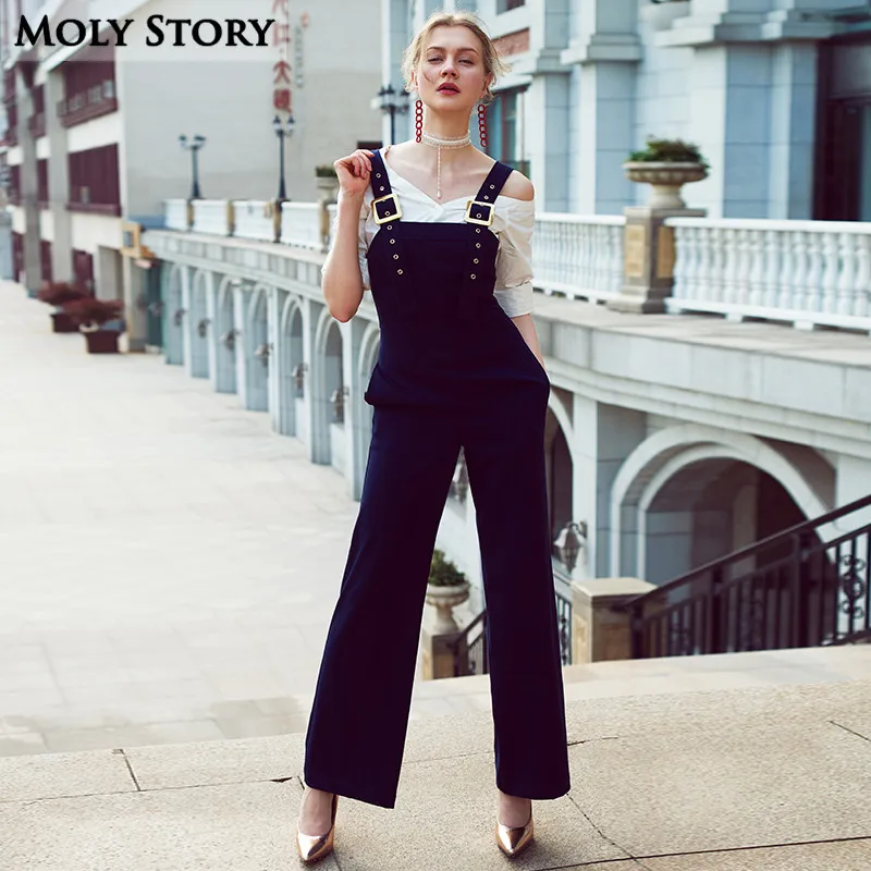 Super! Vintage Elegant Ladies Overalls Women Romper Wide Leg Jumpsuit Harem Pants Trousers Salopette Femme