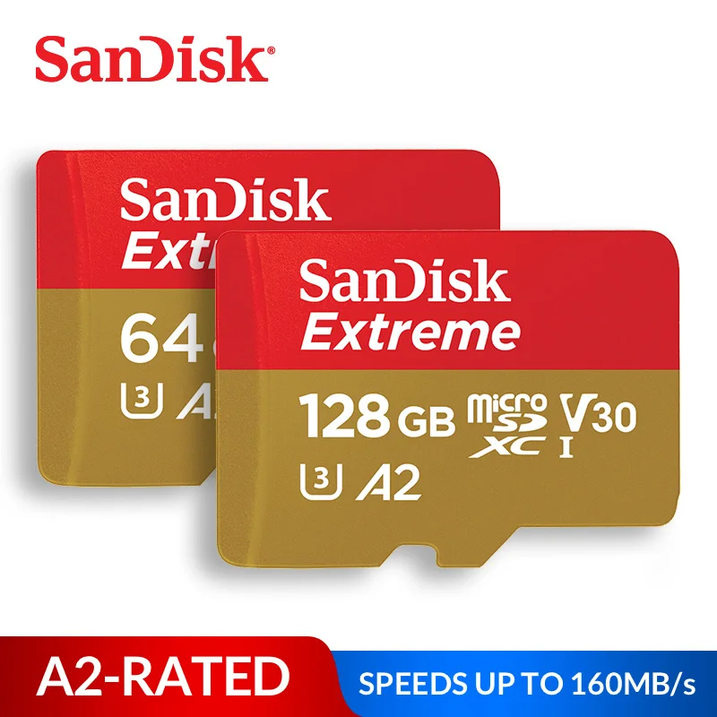 SanDisk-tarjeta de memoria micro SD Extreme, UHS-I C10 U3 V30, microSDHC/microSDXC Flash, 32GB, A1, 64GB, 128GB, 256GB, 400GB, A2, TF