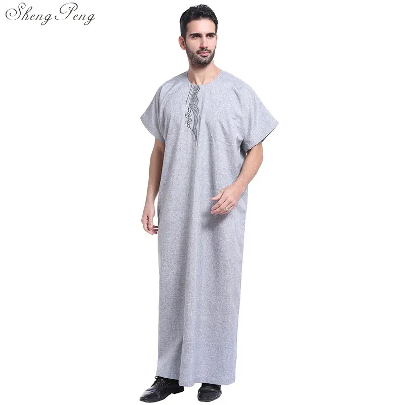 Мужская одежда мужская с коротким рукавом вышивкой абайя большого размера в